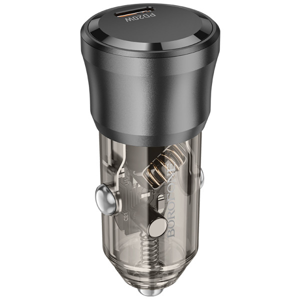 Фото - Автомобільний зарядний пристрій BOROFONE BZ24 Clever single port PD20W car charger Transparent Black (6941991106934)