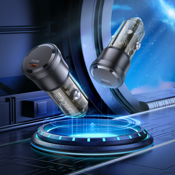 Фото - Автомобільний зарядний пристрій BOROFONE BZ24 Clever single port PD20W car charger Transparent Black (6941991106934)