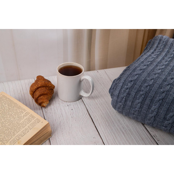 Фото - Плед евро косы SOFT синий меланж 220х240 см (013910)