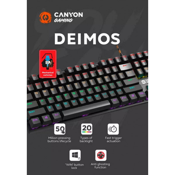 Фото - Клавиатура проводная игровая Canyon Deimos GK-4 Rainbow LED ENG/UKR Black (CND-SKB4-US)