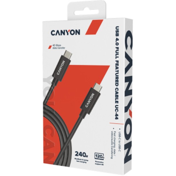 Фото - Кабель Canyon UC-44 Type C to Type C 40G 5A 240W 1m Black (CNS-USBC44B)