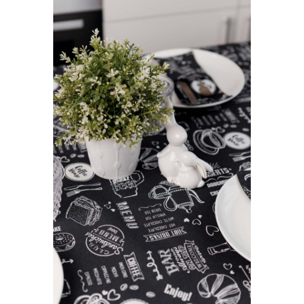 Фото - Скатертина прямокутна Прованс Breakfast black 120х136 см (039621)