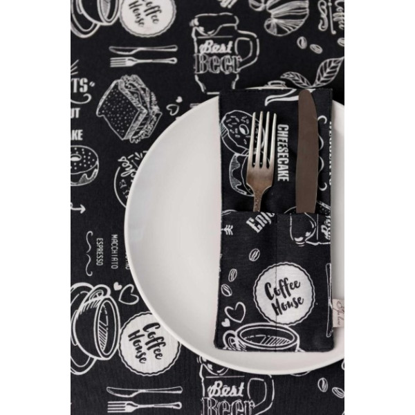 Фото - Скатертина прямокутна Прованс Breakfast black 120х136 см (039621)