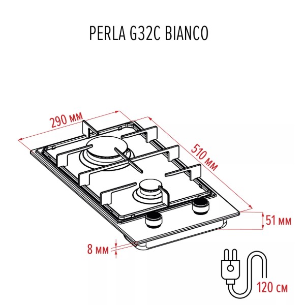 Фото - Варильна поверхня Domino Perfelli PERLA G32C BIANCO