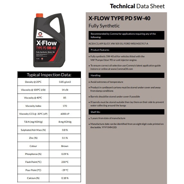 Фото - Олива для авто COMMA X-FLOW TYPE PD 5W-40 4л (XFPD4L)
