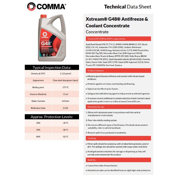 Фото - Антифриз COMMA XSTREAM G48 AF CONC 20л (XSG20L)