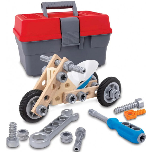 Фото - Дерев'яний конструктор Hape Мотоцикл 34 деталі (E3037)