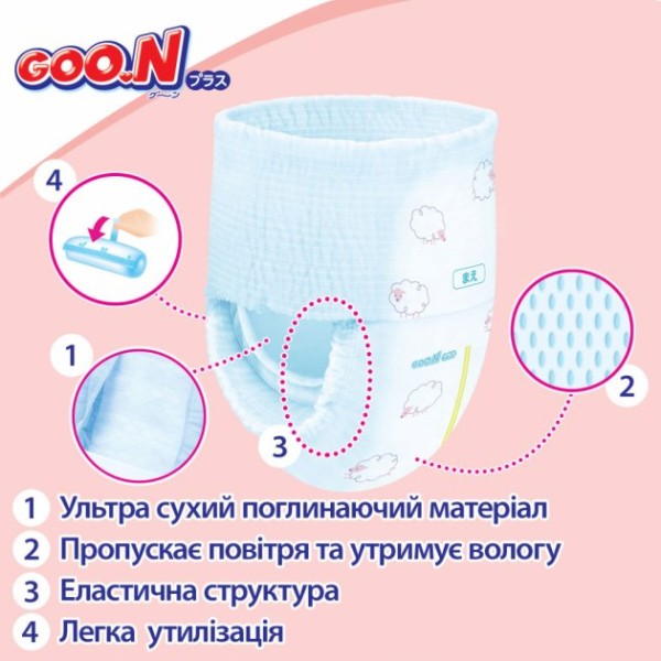Фото - Одноразові підгузки-трусики Goo.N Plus Розмір L (9-14 кг), 44 шт. (843340)