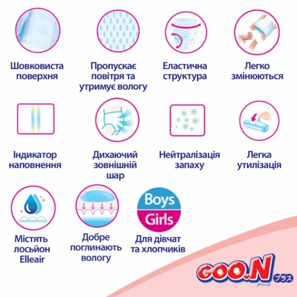Фото - Одноразові підгузки-трусики Goo.N Plus Розмір L (9-14 кг), 44 шт. (843340)