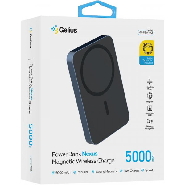 Фото - Батарея мобільна Gelius Nexus Magnetic Wireless Charge 15W GP-PBW100i 5 000mAh (98435)