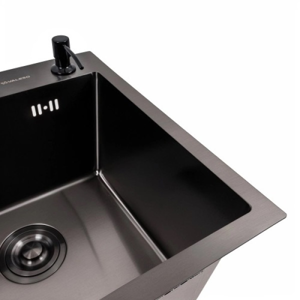 Фото - Мийка кухонна VALESO 45x45 Handmade PVD чорна (сифон крулий 3,0/0,8)