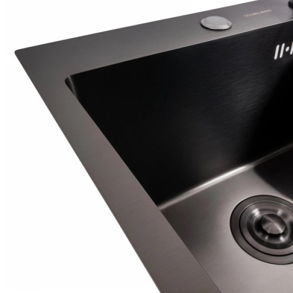 Фото - Мийка кухонна VALESO 45x45 Handmade PVD чорна (сифон крулий 3,0/0,8)