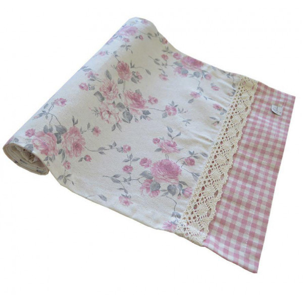 Фото - Скатертина раннер Прованс Bella Троянди/Рожева клітина 40х140 см (013512) Фото - Скатертина раннер Прованс Bella Троянди/Рожева клітина 40х140 см (013512)