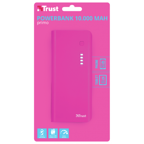 Фото - Батарея мобильная Trust Primo 10000 mAh Pink (22749)