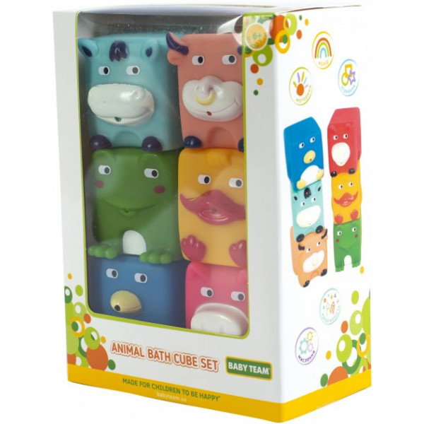 Фото - Іграшка для ванної Baby Team Набір "Звірята-кубики" (9050_набор з каченям)