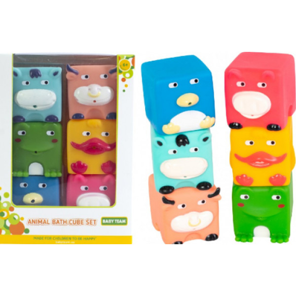 Фото - Іграшка для ванної Baby Team Набір "Звірята-кубики" (9050_набор з каченям)