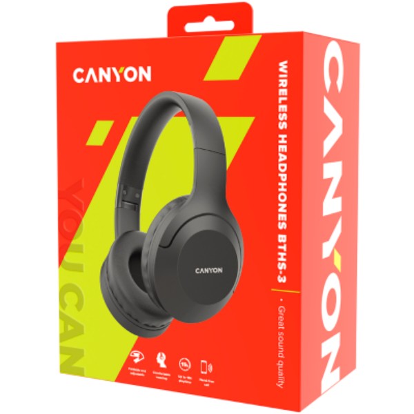 Фото - Навушники повнорозмірні бездротові Canyon BTHS-3 Dark grey (CNS-CBTHS3DG)