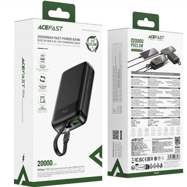 Фото - Батарея мобільна AceFast M14 PD20W 20000mAh Black (6974316283966)