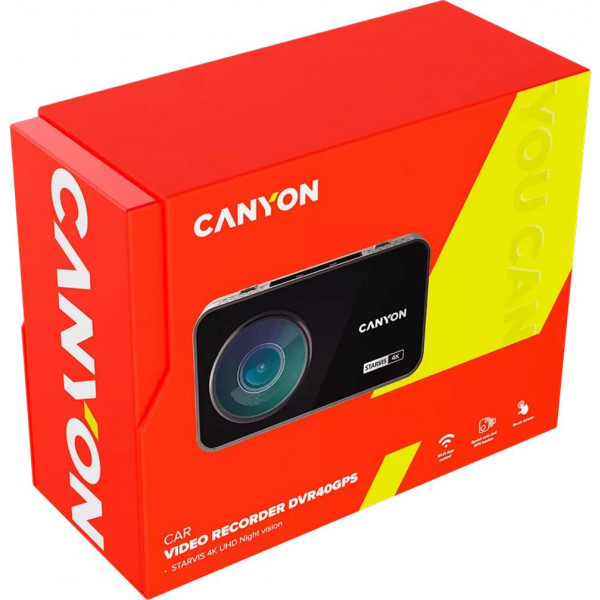 Фото - Відеореєстратор Canyon DVR40GPS UltraHD 4K 2160p GPS Wi-Fi Black (CND-DVR40GPS)