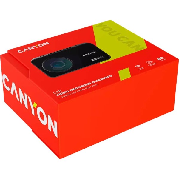 Фото - Відеореєстратор Canyon DVR25GPS WQHD 2.5K 1440p GPS Wi-Fi Black (CND-DVR25GPS)