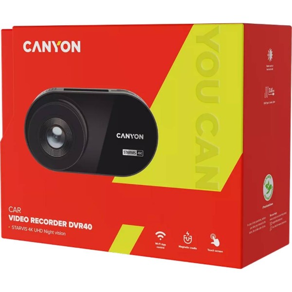 Фото - Відеореєстратор Canyon DVR40 UltraHD 4K 2160p Wi-Fi Black (CND-DVR40)