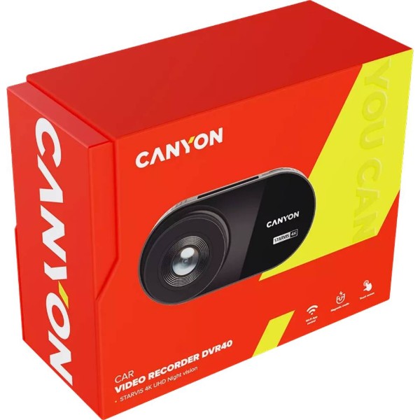 Фото - Відеореєстратор Canyon DVR40 UltraHD 4K 2160p Wi-Fi Black (CND-DVR40)