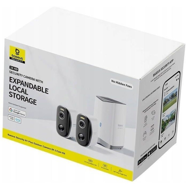 Фото - IP-камера Baseus Security N1 Plus Outdoor Camera 2K 2-Cam Kit White EU (S0TY002131)