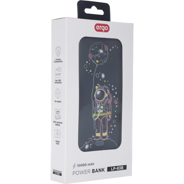 Фото - Батарея мобильная Ergo LP-83 10000 mAh Black Spaceman