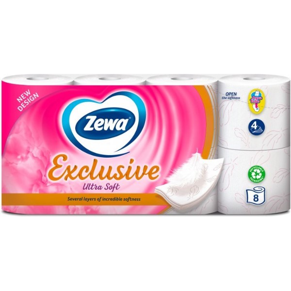 Фото - Туалетний папір Zewa Exclusive Ultra Soft 4 слоя 8 рулонов (7322541191041)
