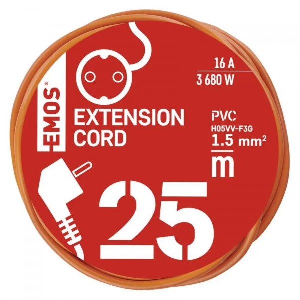 Фото - Подовжувач 220В EMOS P01225R, 1 розетки, 25 м.