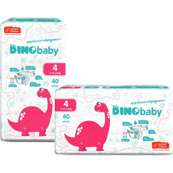 Фото - Одноразові підгузки DinoBaby Розмір 4 (7-14 кг), 40 шт. (DB4.591)