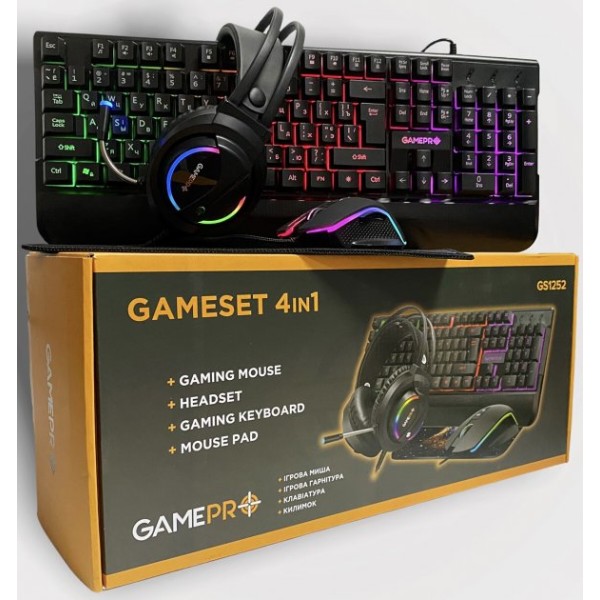 Фото - Клавіатура+миша GamePro + навушники 4in1 GS1252USB