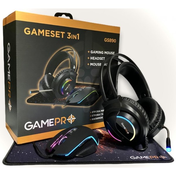 Фото - Мышь проводная игровая GamePro Gameset 3in1 GS890USB (+ наушники и коврик)