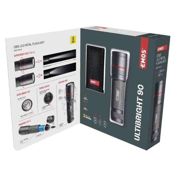 Фото - Ліхтар EMOS P3190 Ultibright 90 1200 Lm 5000 mAh метал фокус