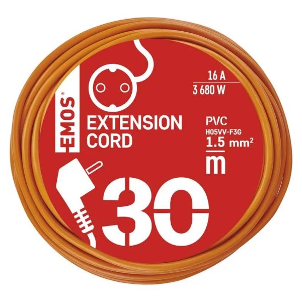 Фото - Подовжувач 220В EMOS P01230R, 1 розетки, 30м.
