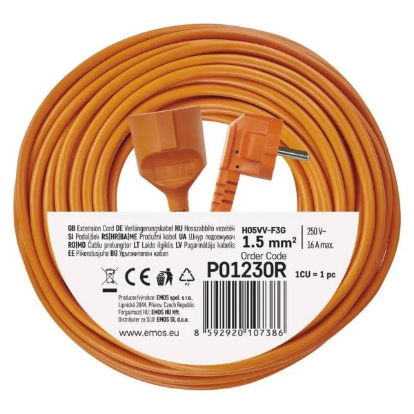 Фото - Подовжувач 220В EMOS P01230R, 1 розетки, 30м.