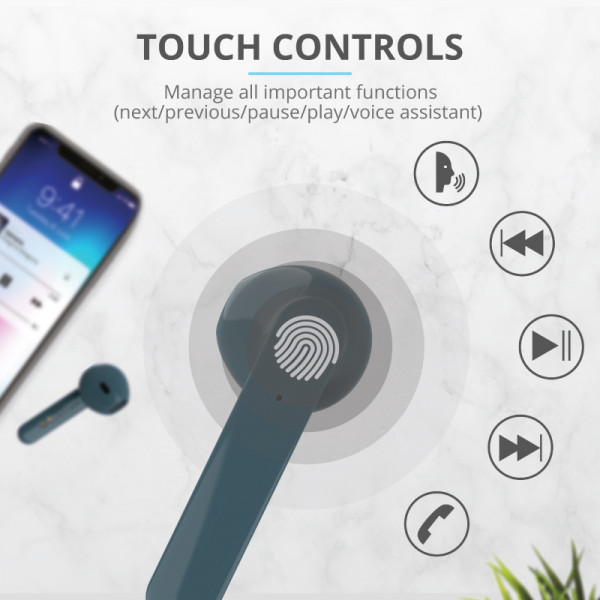 Фото - Навушники вкладиші бездротові TWS Trust Primo Touch True Wireless Mic Blue (23780)