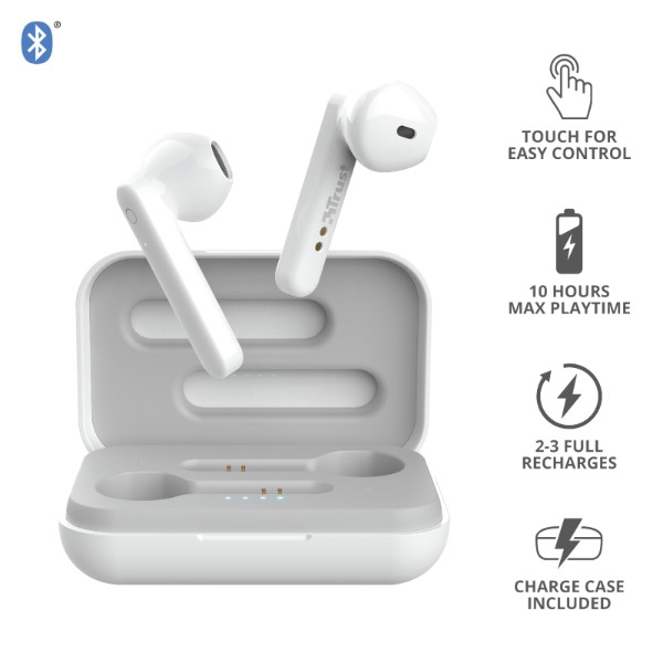 Фото - Наушники вкладыши беспроводные TWS Trust Primo Touch True Wireless Mic White (23783)