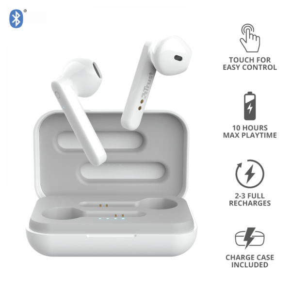 Фото - Наушники вкладыши беспроводные TWS Trust Primo Touch True Wireless Mic White (23783)