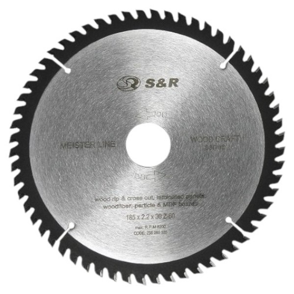 Фото - Диск алмазний S&R WoodCraft 185x30/20/16x2.2 Z60 (238060185)