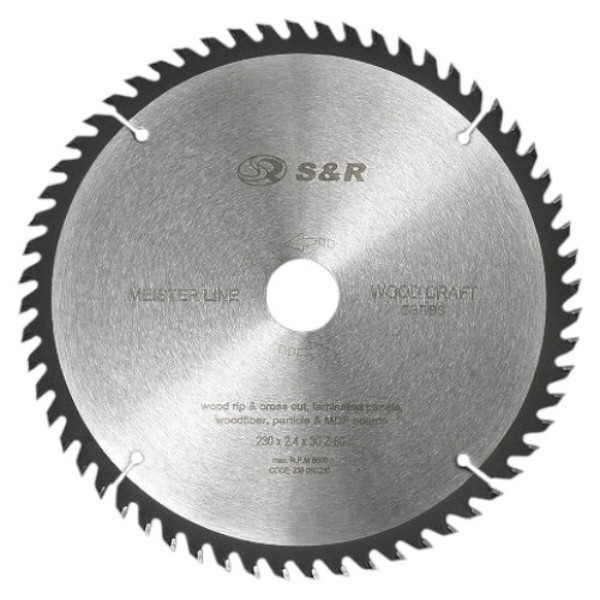 Фото - Диск алмазний S&R WoodCraft 230x30x2.4 Z60 (238060230)