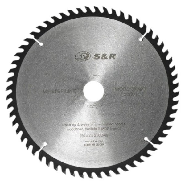 Фото - Диск алмазний S&R WoodCraft 250x30x2.6 Z60 (238060250)