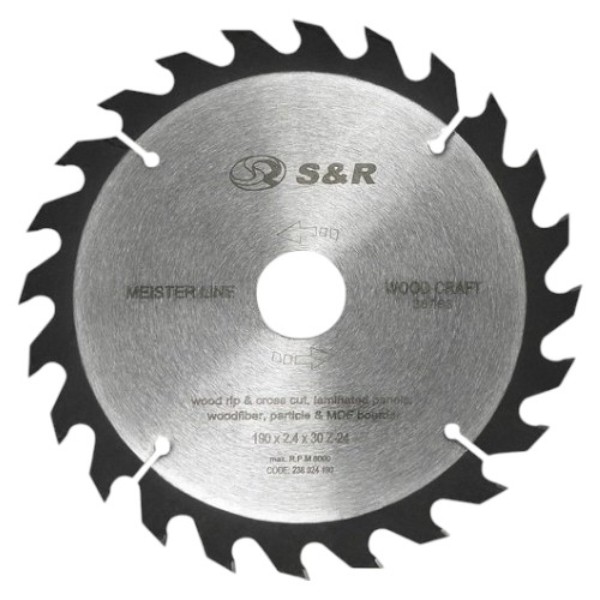 Фото - Диск алмазный S&R WoodCraft 190x30x2.4 Z24 (238024190)