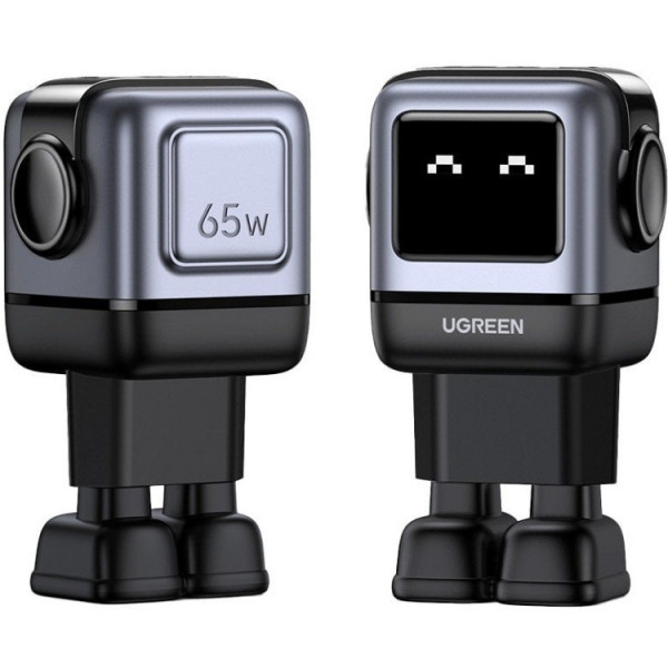 Фото - Мережевий зарядний пристрій UGREEN CD361 3xUSB 65W 2xUSB-C+USB-A Gan Robot tech Fast Charger Gray (25685B)
