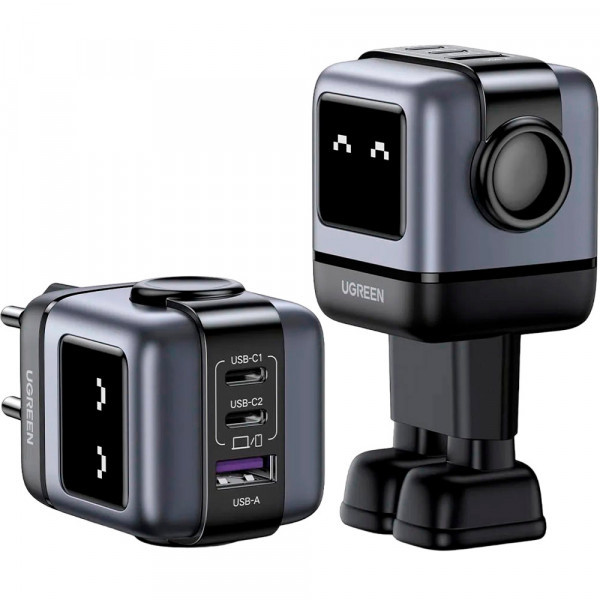 Фото - Мережевий зарядний пристрій UGREEN CD361 3xUSB 65W 2xUSB-C+USB-A Gan Robot tech Fast Charger Gray (25685B)