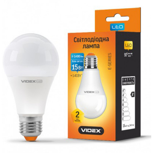Фото - Лампочка світлодіодна Videx A65e 15W E27 4100K 220V (23884)