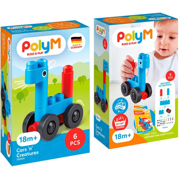 Фото - Пластиковий конструктор PolyM Машинки і звірята 6 деталей (760001)