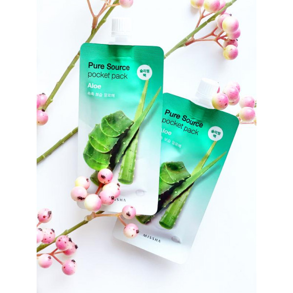 Фото - Маска для обличчя Missha Pure Source Pocket Pack нічна з екстрактом алое вера 10 мл (8806185781800)