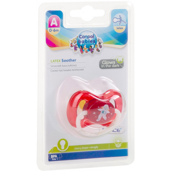 Фото - Круглая пустышка Canpol babies space латексная 0-6 мес. красная, 1 шт. (23/221_red)