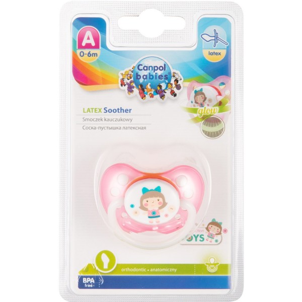 Фото - Анатомічна пустушка Canpol babies Toys латексна 0-6 міс., 1 шт. в асортименті (23/259)